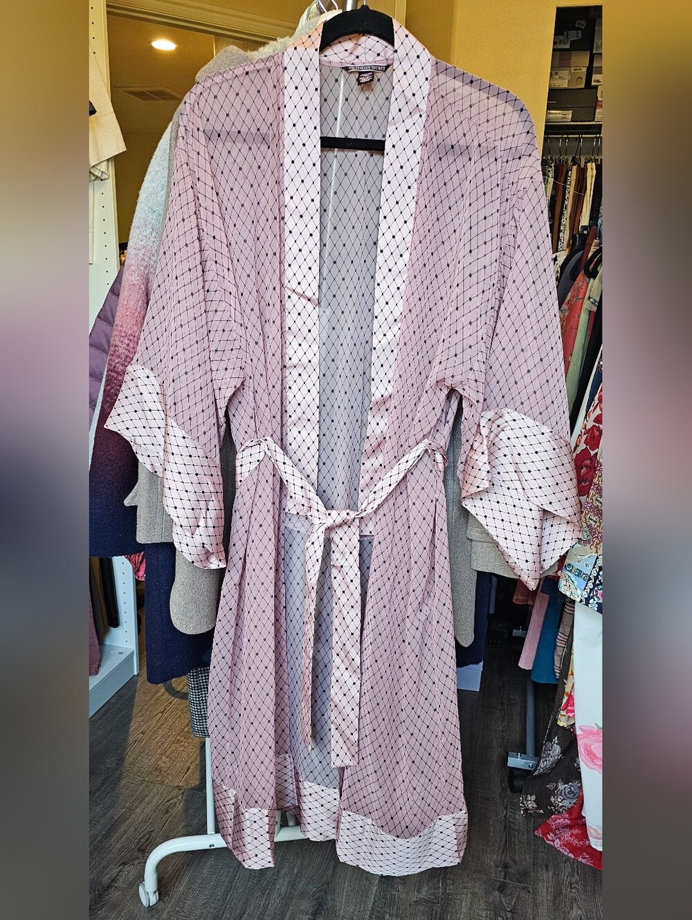 Victoria's Secret Dusty Rose Mesh Dot Sheer Robe. Size S/XS - Picture 2 of 5